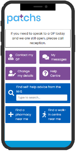 An example of the Patchs interface on a mobile phone